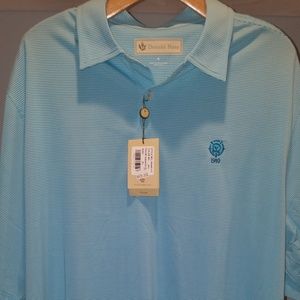 Donald Ross Polo Aqua with stripes Mens XL